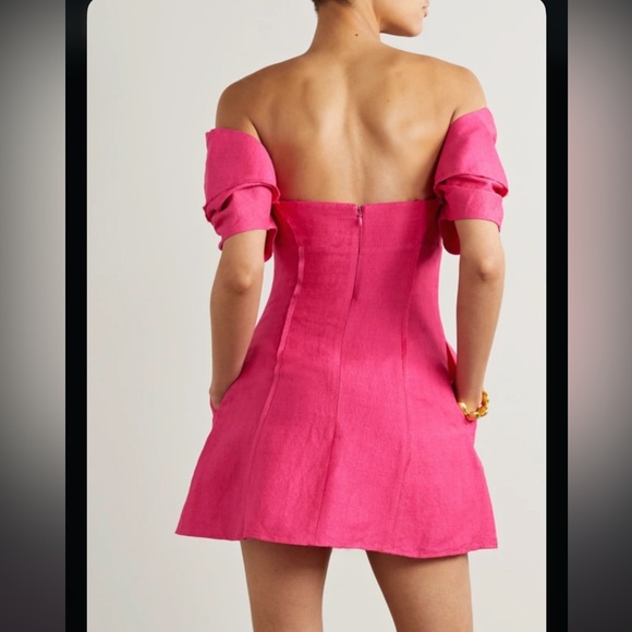 Cult Gaia Asal Off-the-Shoulder Puff Sleeve Dress Calliandra Size 8 Pink‎ - Picture 2 of 8